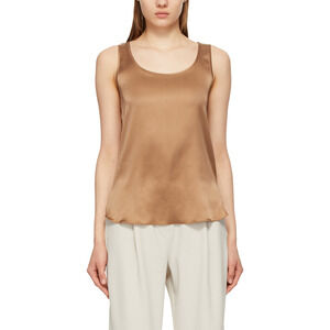 Maxmara Brown Silk 'Pan' Crewneck Tank Top Size 34